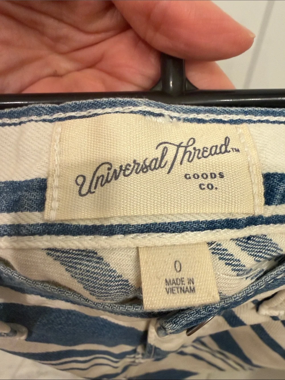 Universal Thread Blue & Cream Diagonal Stripe A-Line Mini Skirt